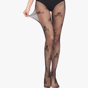 skull fishnet tights